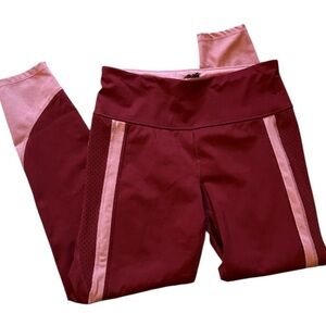 AVIA Women's Burgandy and Pink Athletic Colorblock Leggings Size Small
